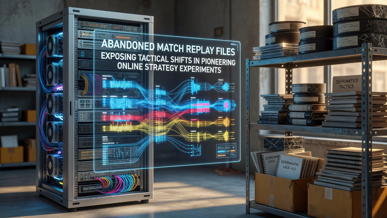 Archive of vintage match replay files from early online strategy experiments displayed on an old computer screen