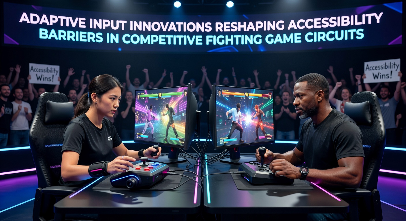 Competitive fighting game players using adaptive controllers and custom input devices during a major tournament event
