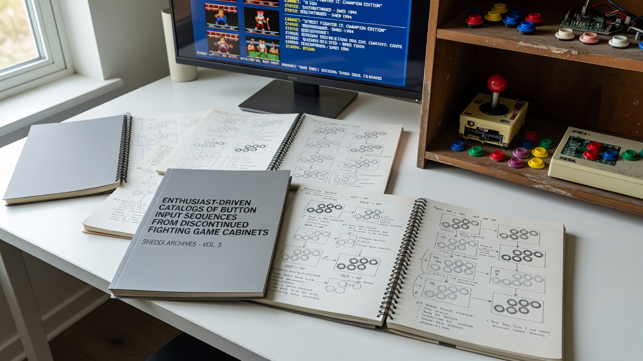 Mobile touch controls overlaid with historical arcade input diagrams from enthusiast archives