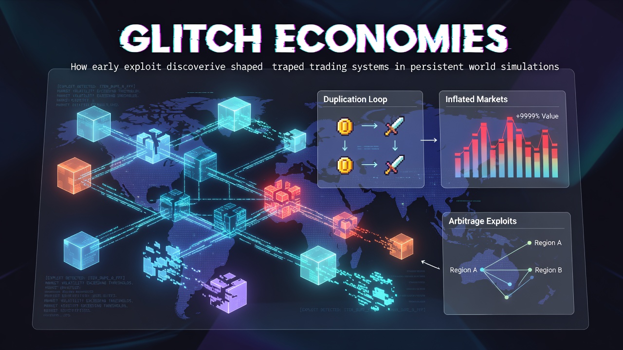 Visual representation of item duplication glitches impacting virtual trading systems in early persistent world simulations